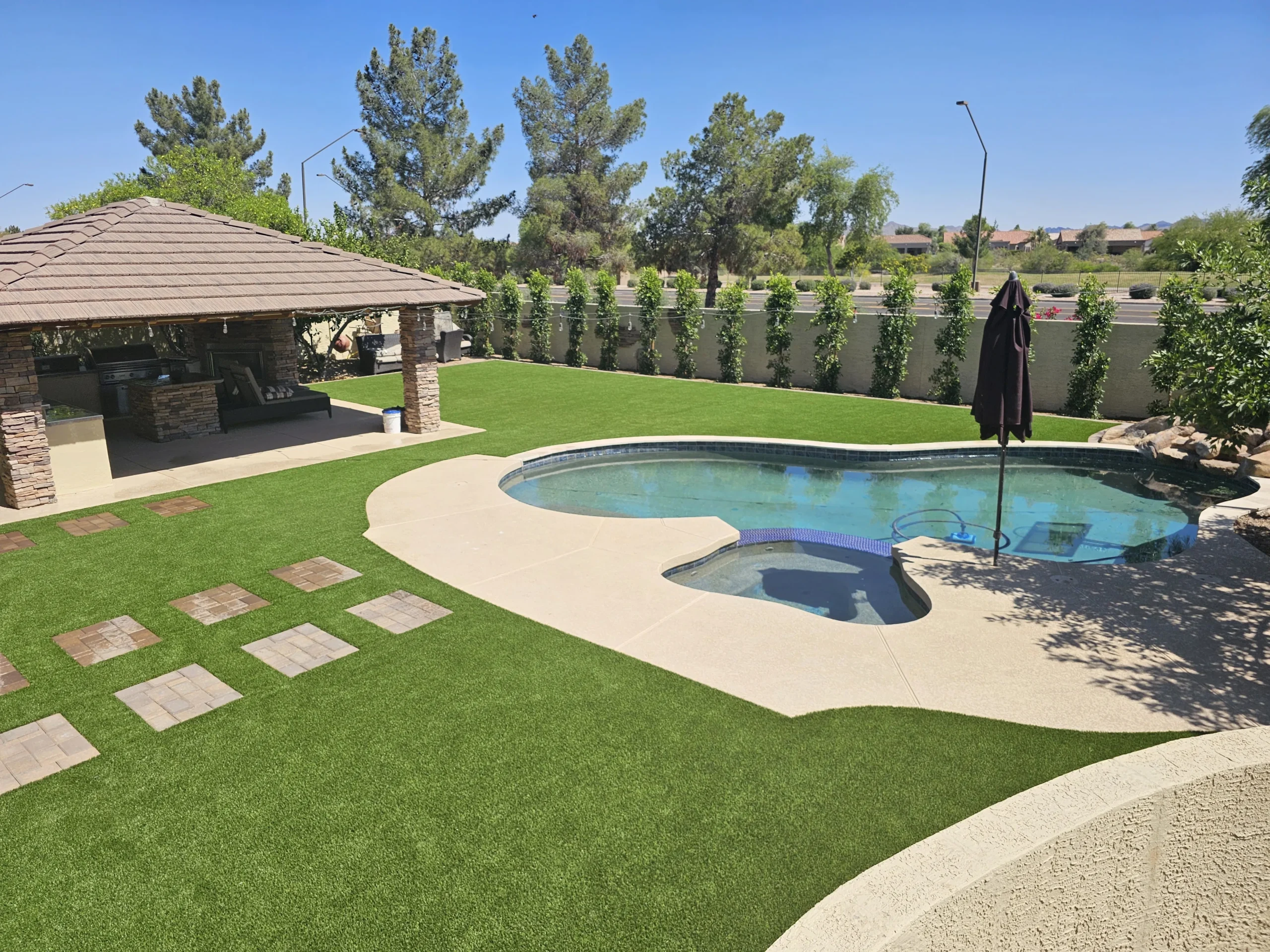 artificial grass around a pool