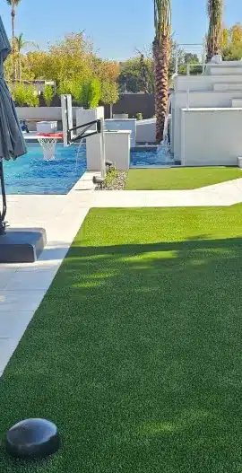 artificial grass installation next to pool in Queen Creek AZ