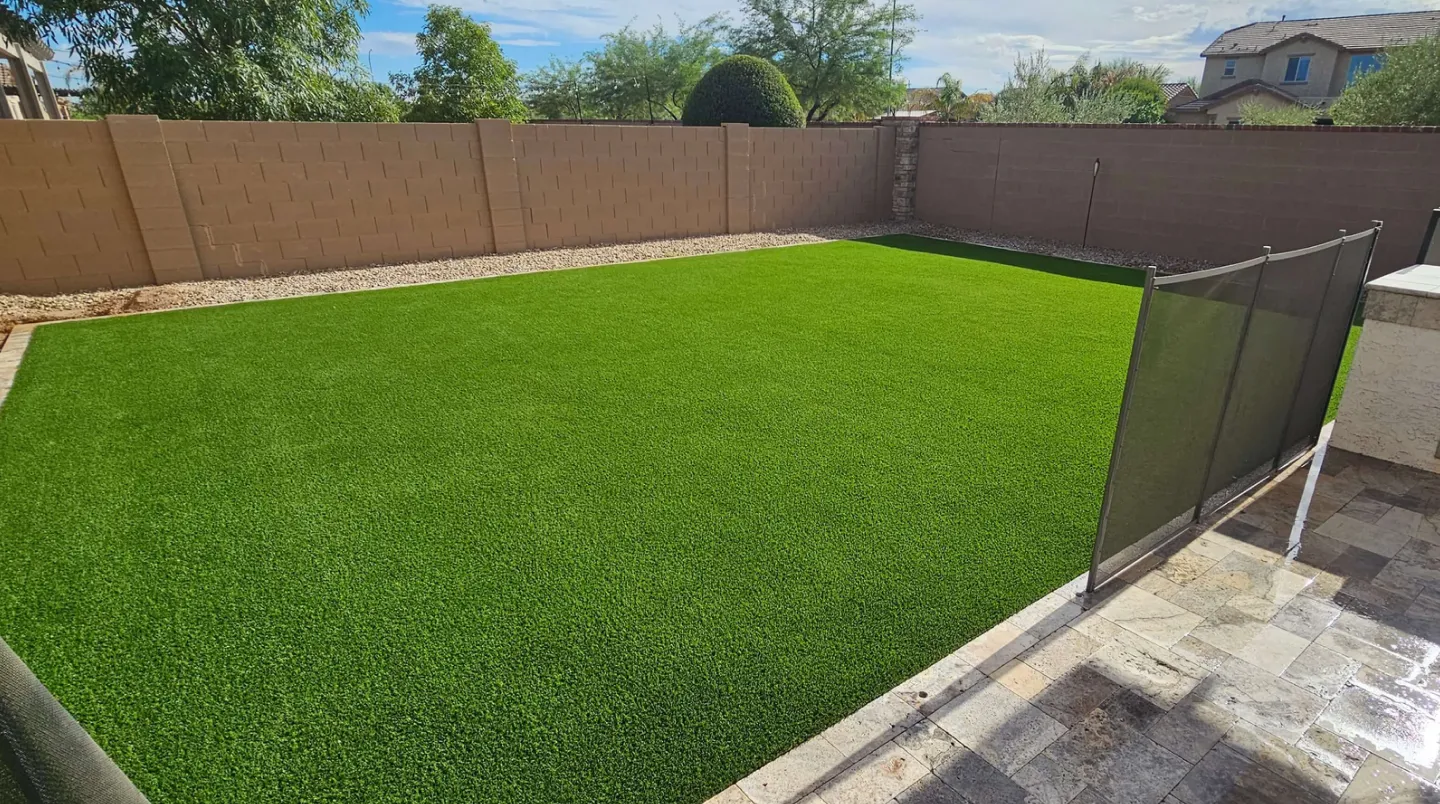 artificial grass install job near gilbert East valley Arizona.
