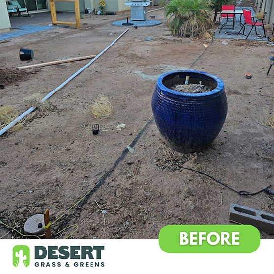 Before Desert Grass and Greens Installed Artificial Grass