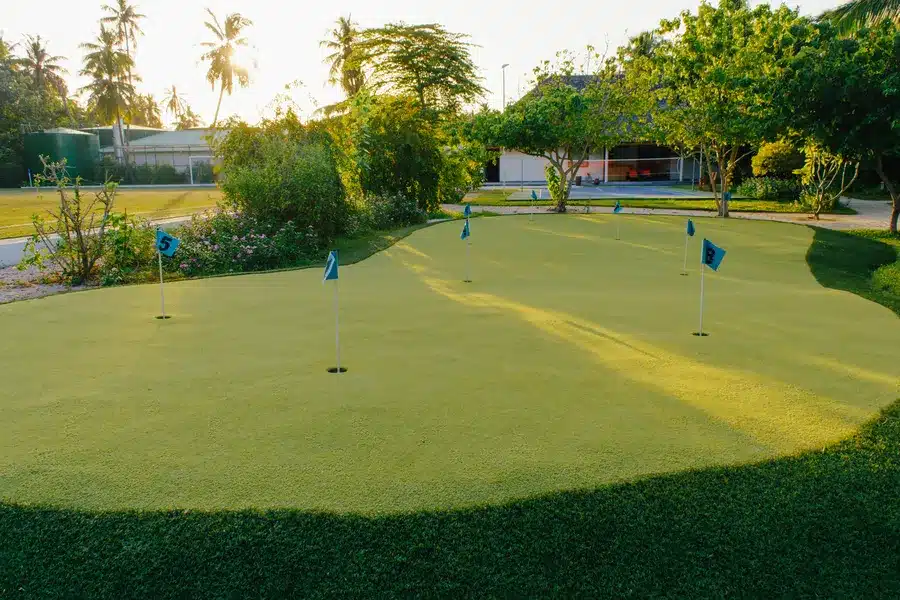 putting greens installation on backyard